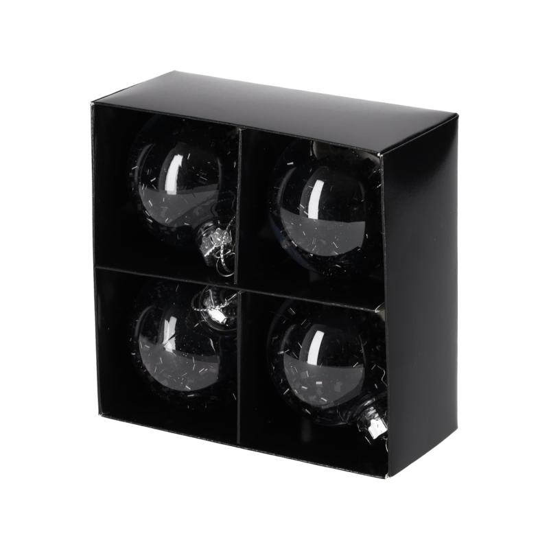 JENS Living Glitter Kerstballen Zwart /4