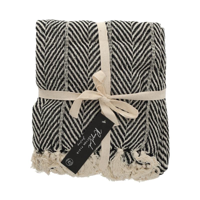 JENS Living Basic Recycled Cotton Plaid Zwart