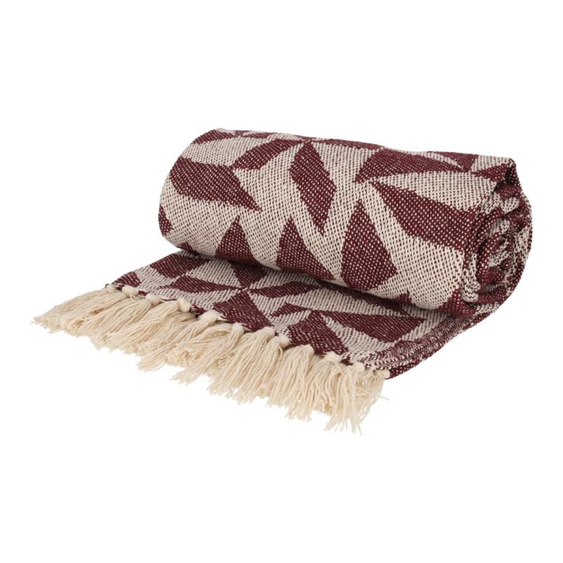 JENS Living Recycled Cotton Plaid Soof Burgundy