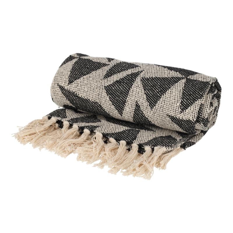 JENS Living Recycled Cotton Plaid Soof Zwart