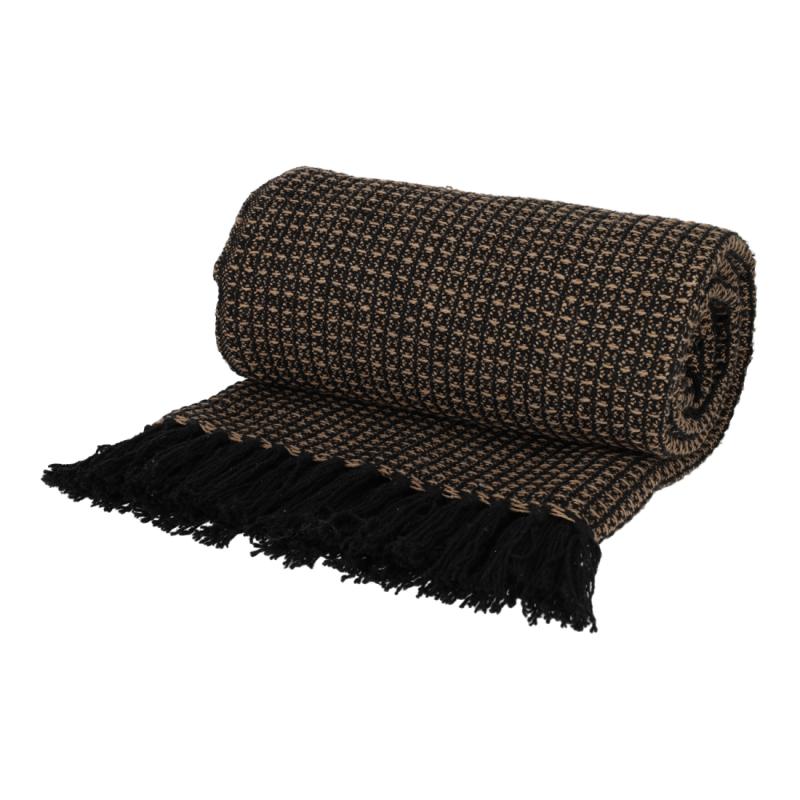 JENS Living Recycled Cotton Plaid Loek Zwart