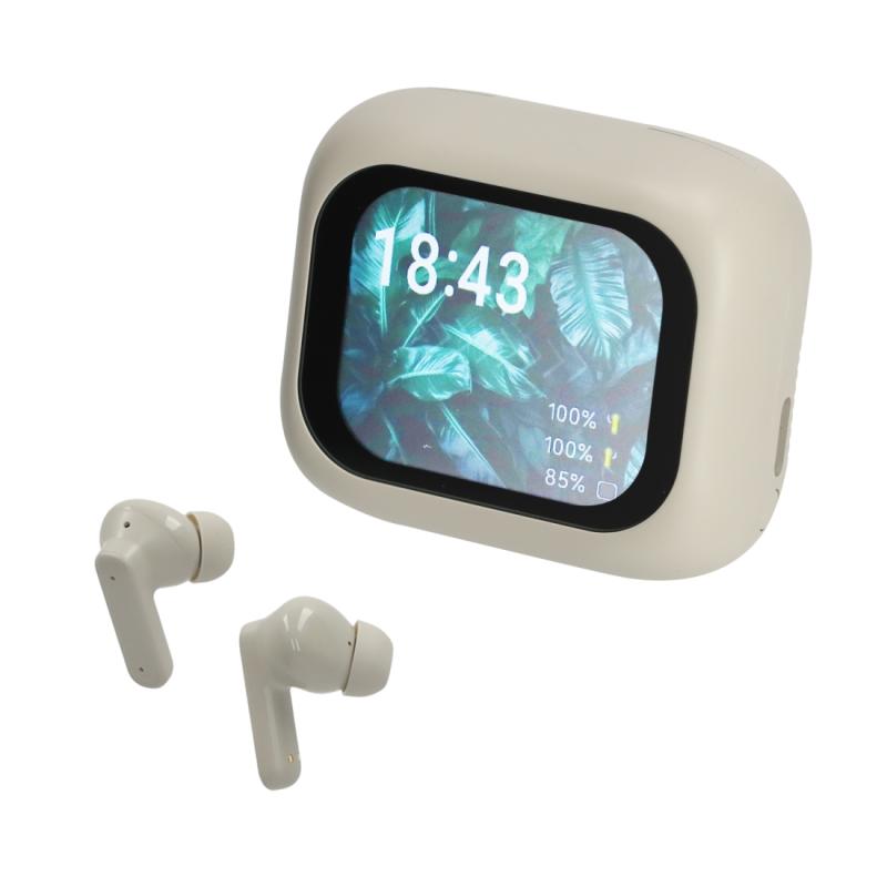 BRAINZ ANC/ENC Display Earbuds Jade Taupe