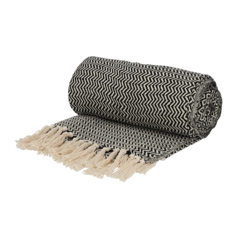 FITZ Living Recycled Cotton Plaid Visgraat Zwart