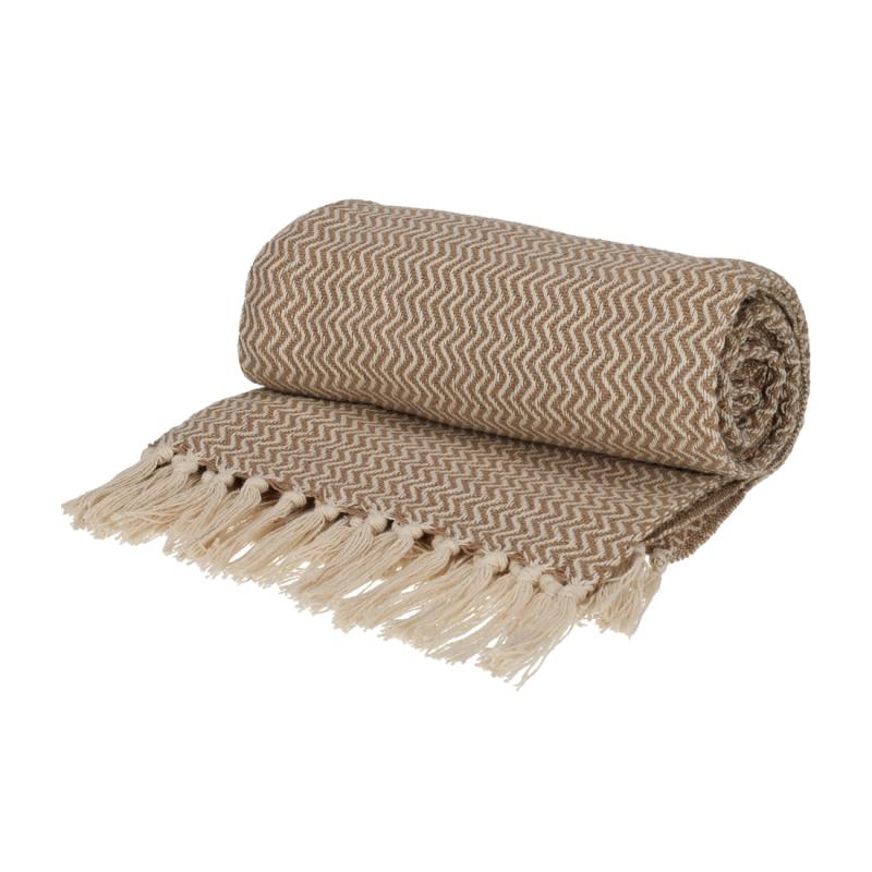 FITZ Living Recycled Cotton Plaid Visgraat Taupe